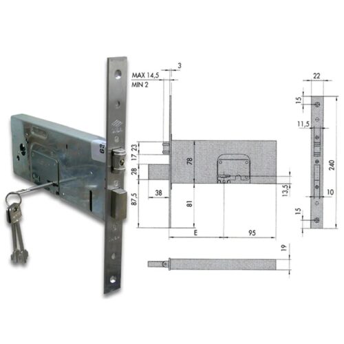 CISA 57360 SERRATURA PORTA DA INFILARE SERRATURE PORTE A DOPPIA MAPPA FASCE E 90