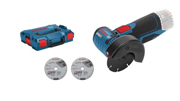 BOSCH GWS 12V-76 KIT SMERIGLIATRICE ANGOLARE A BATTERIA VALIGETTA CUFFIA 3 MOLE
