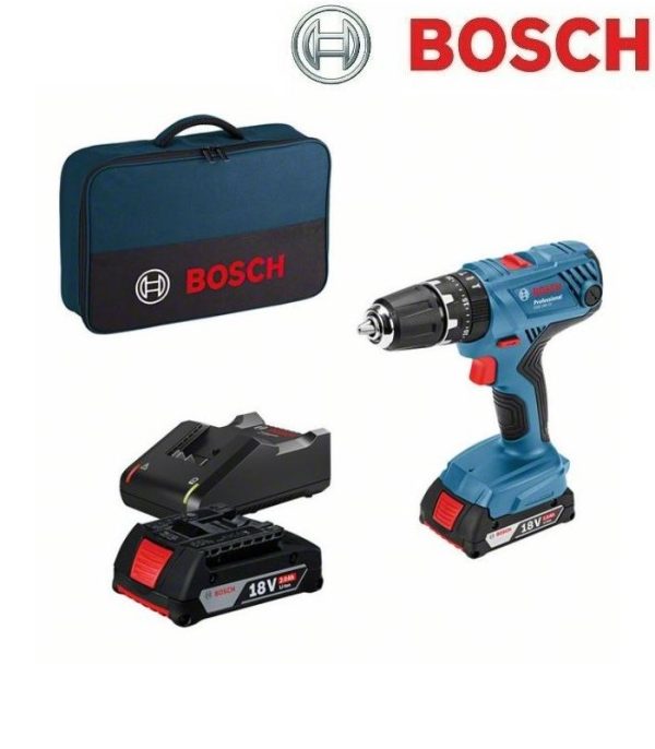 BOSCH GSB 18V-21 TRAPANO AVVITATORE PERCUSSIONE 2 BATTERIE 2 AH 18V IN VALIGETTA