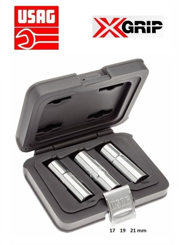 USAG 235 1/2 XL/C3 SET 3 CHIAVI A BUSSOLA LUNGHE ESAGONALE X-GRIP 17 19 21 CASSETTA