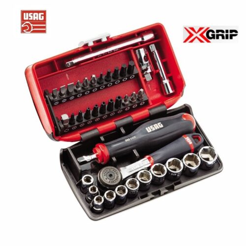 Usag 609 1/4 EAX cassetta con bussole esagonali X-Grip inserti per avvitatura 38 pz